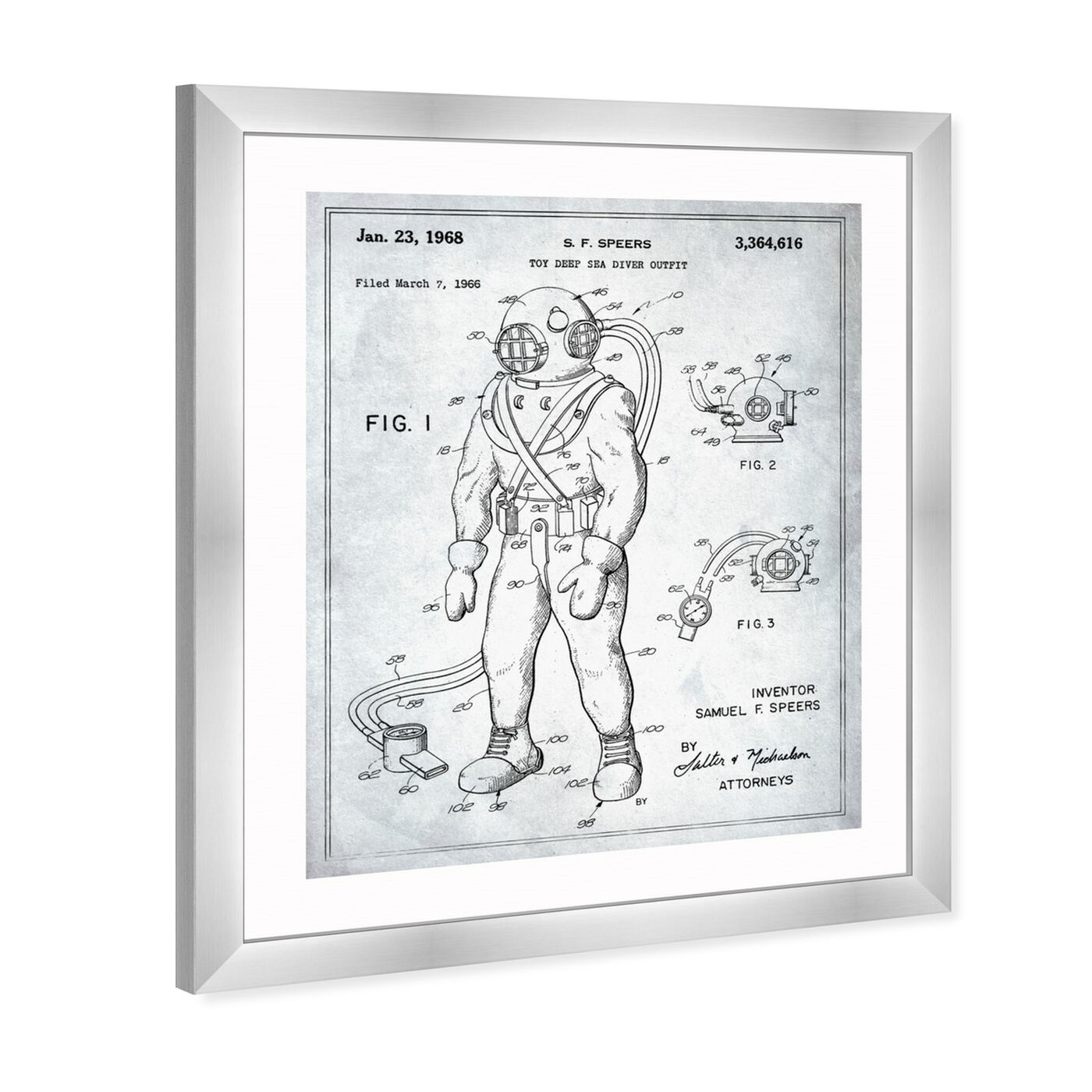 Angled view of Toy Deep Sea Diver Outfit 1968 featuring nautical and coastal and nautical sports art.