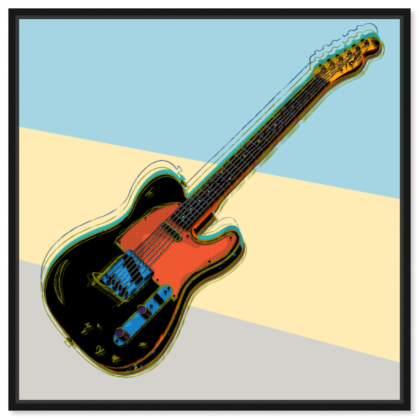 Front view of Telecaster Visions featuring music and dance and music instruments art.