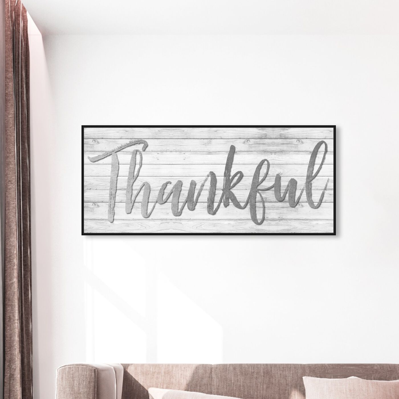 Hanging view of Thankful Aluminum featuring typography and quotes and inspirational quotes and sayings art.
