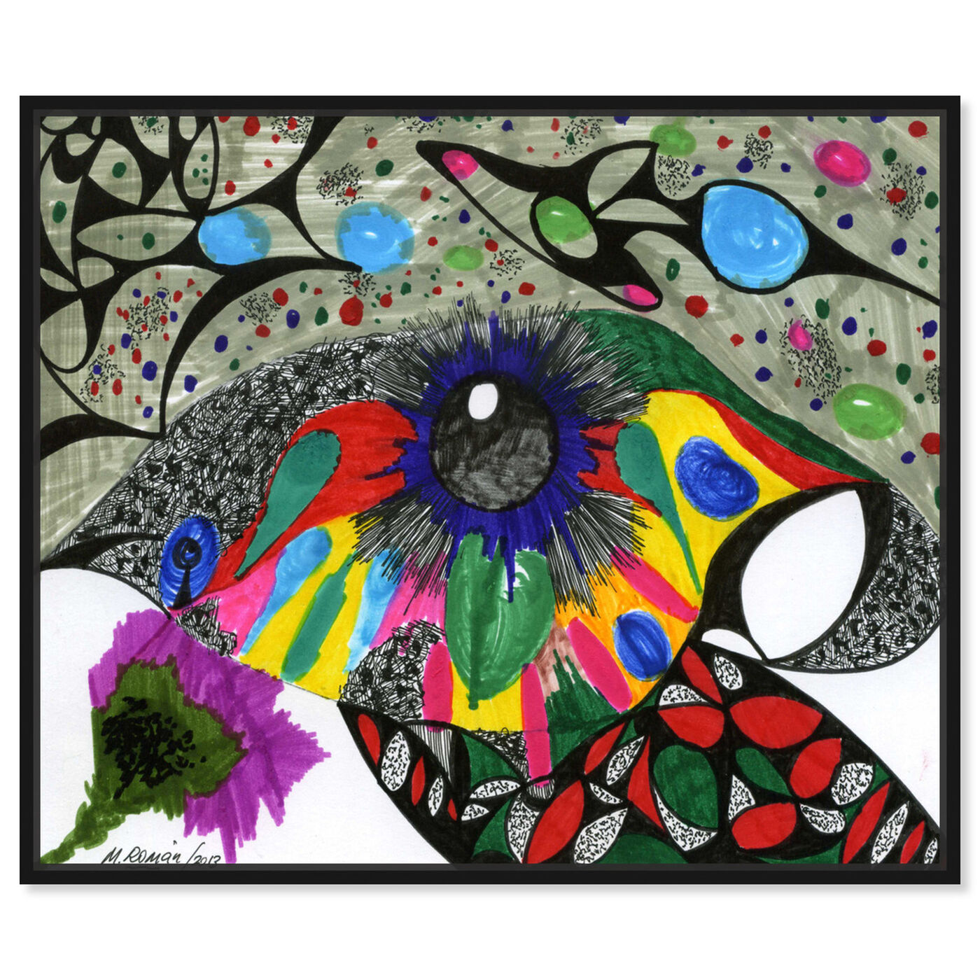 Front view of Black Pearl featuring abstract and shapes art.