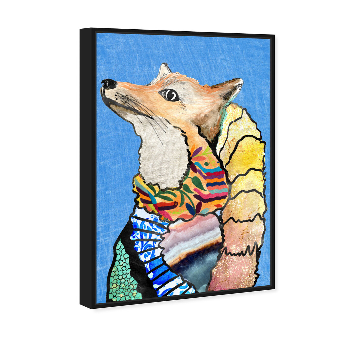 Angled view of Expensive Fox in Blue featuring animals and zoo and wild animals art.