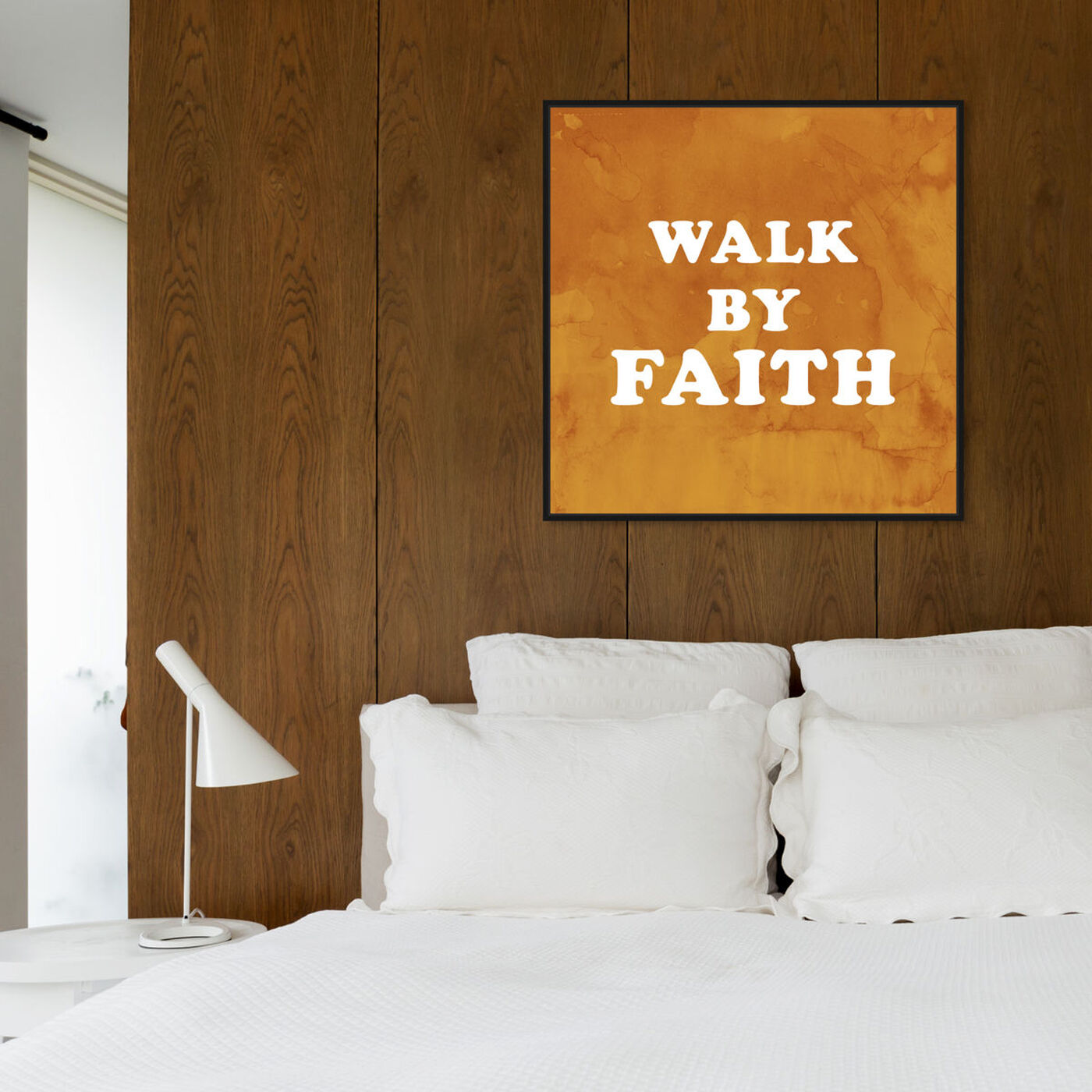 Hanging view of Walk By Faith featuring typography and quotes and inspirational quotes and sayings art.