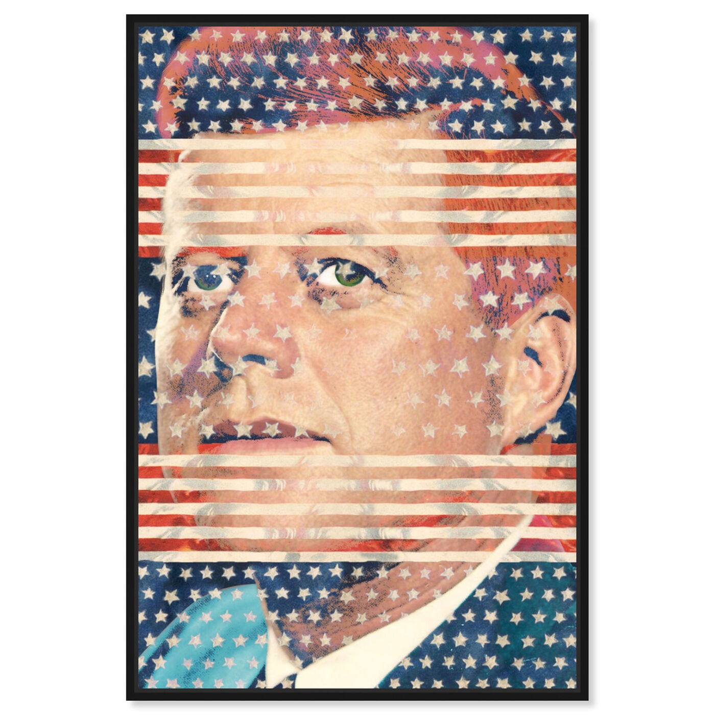 Front view of JFK featuring americana and patriotic and us presidents art.