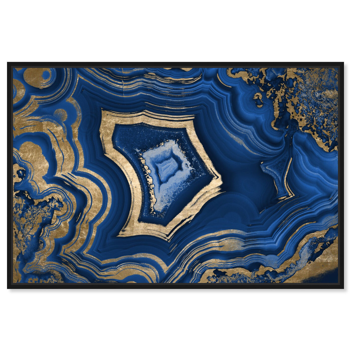 Front view of Blue Geode featuring abstract and crystals art.