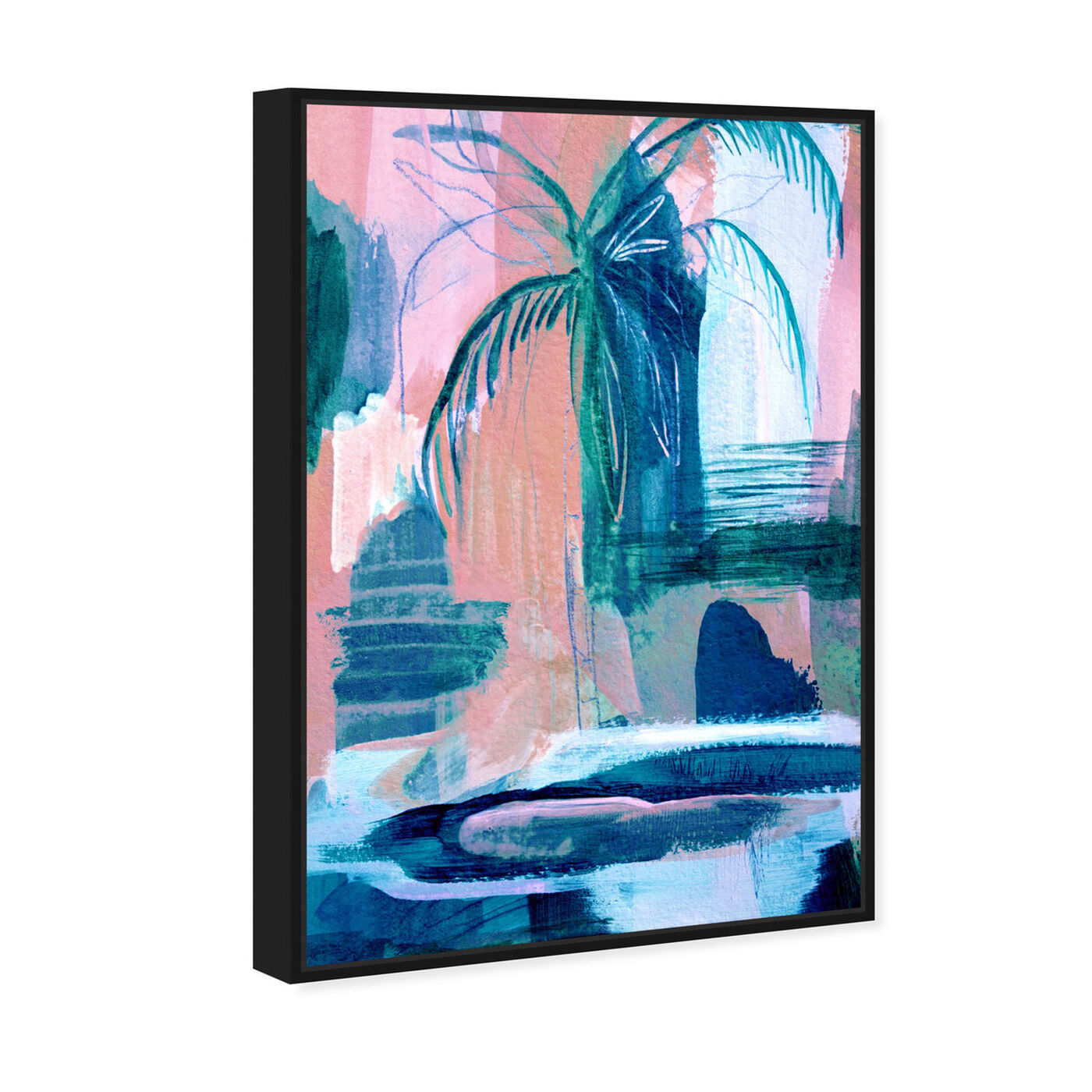 Angled view of Tropical Palm Tree featuring floral and botanical and botanicals art.