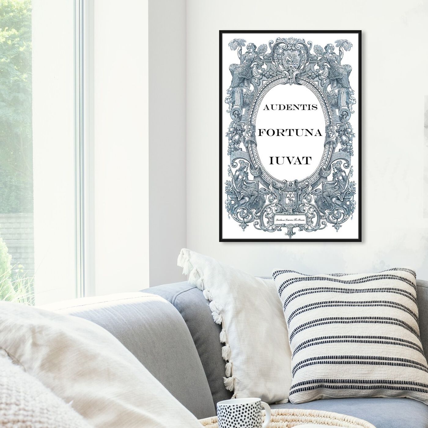 Hanging view of Fortune Favors the Brave featuring typography and quotes and motivational quotes and sayings art.