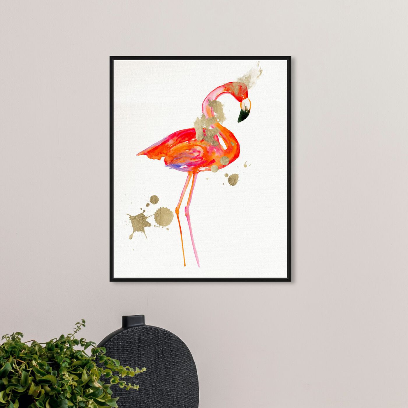 Hanging view of Ballerina Flamingo featuring animals and birds art.