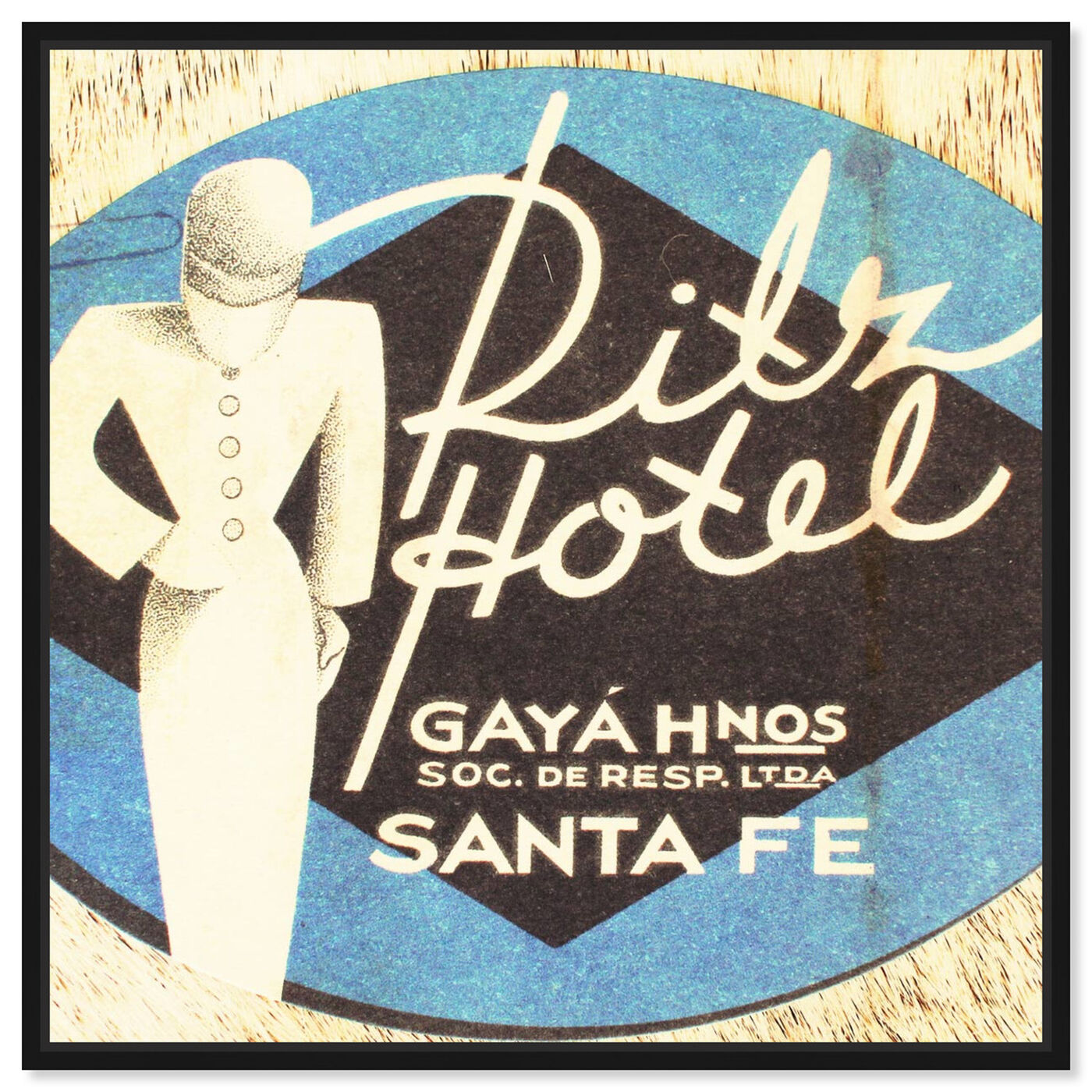 Front view of Ritz Hotel featuring advertising and posters art.