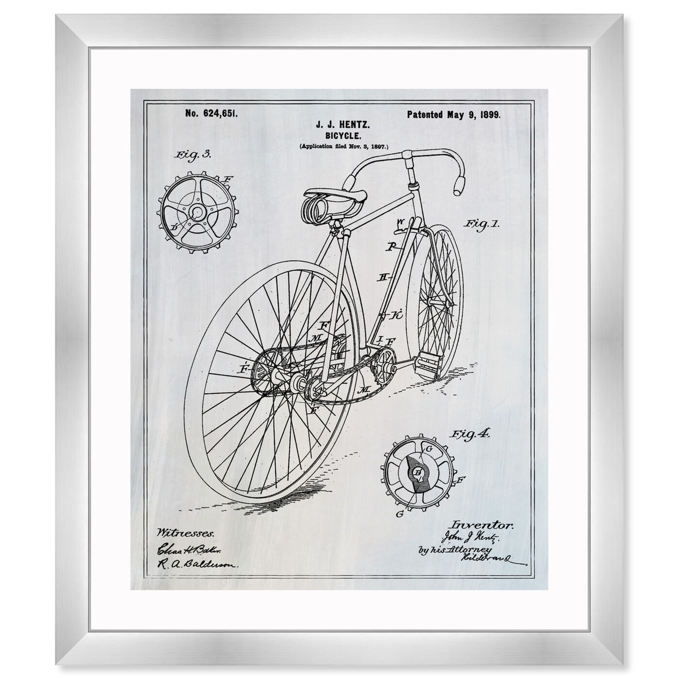 Front view of Bicycle 1899 featuring transportation and bicycles art.