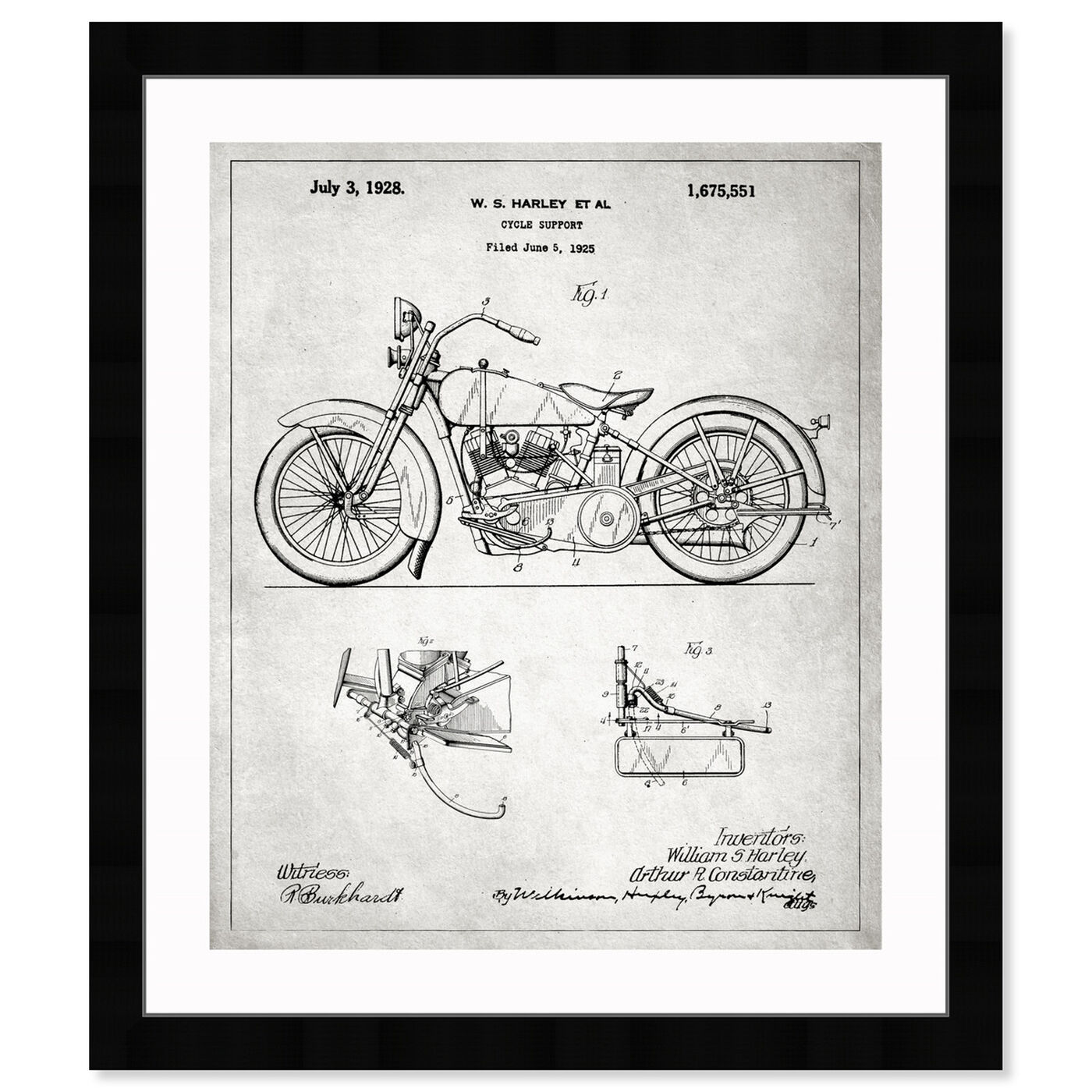 Front view of Harley, 1928 - Gray featuring transportation and motorcycles art.