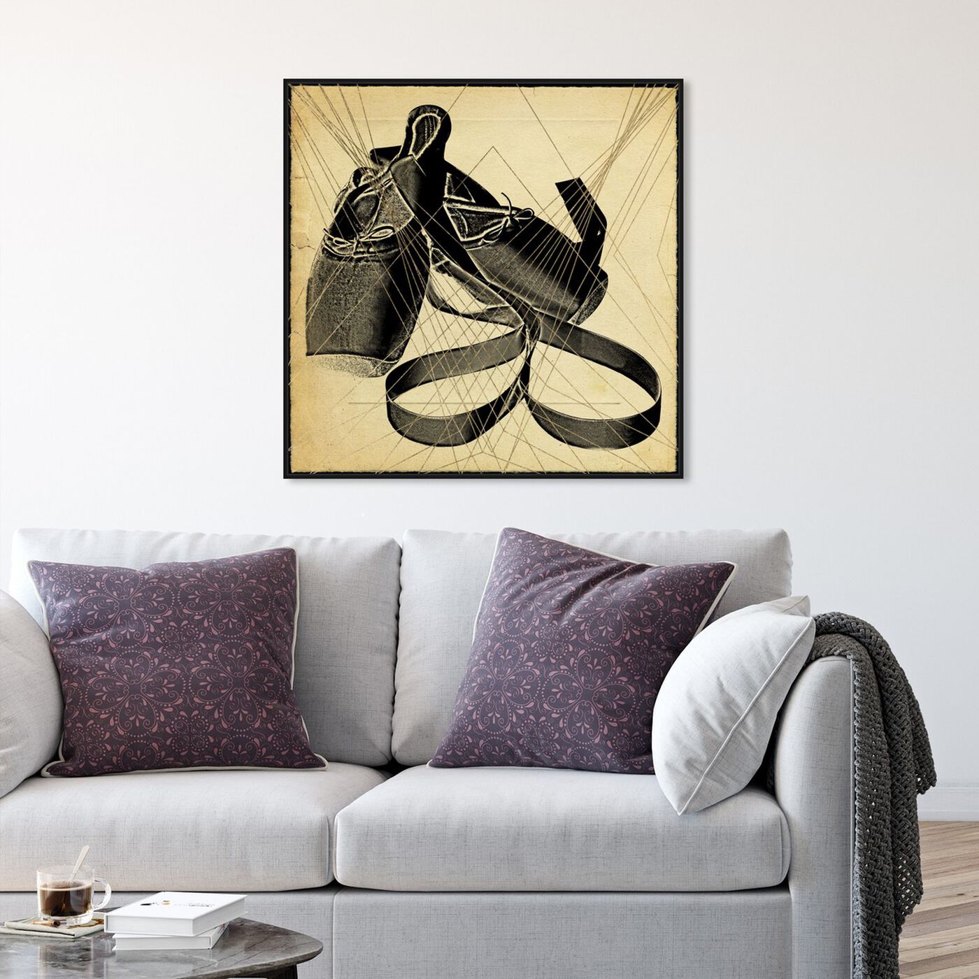 Hanging view of Ballet Shoes Print featuring sports and teams and ballet art.