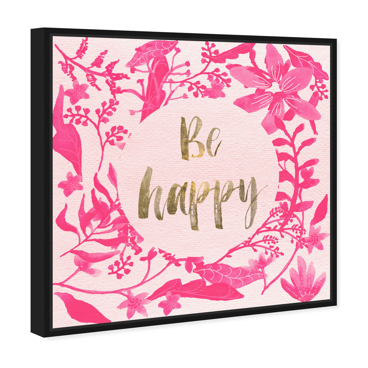 Angled view of Pink Happy featuring typography and quotes and inspirational quotes and sayings art.
