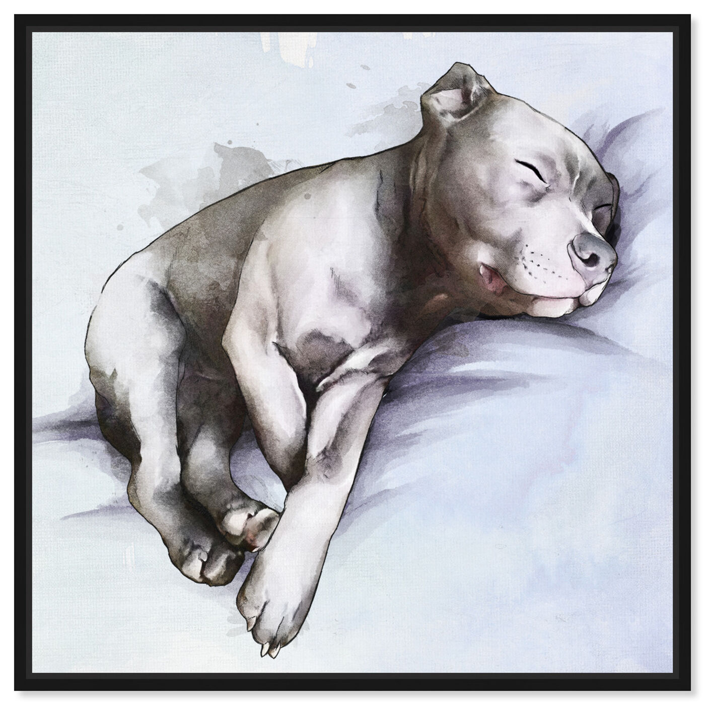 Front view of Sleeping Pitbull featuring animals and dogs and puppies art.