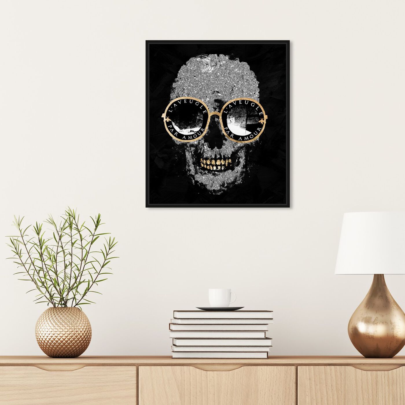 Hanging view of Razz-Dazz Denticles Shades and Skull featuring fashion and glam and accessories art.