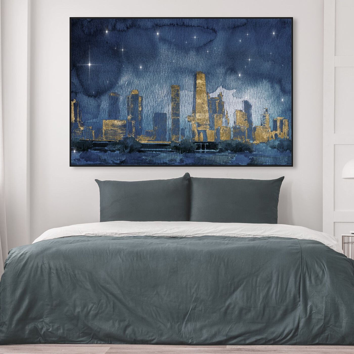 Hanging view of Chicago Nighttime featuring cities and skylines and united states cities art.