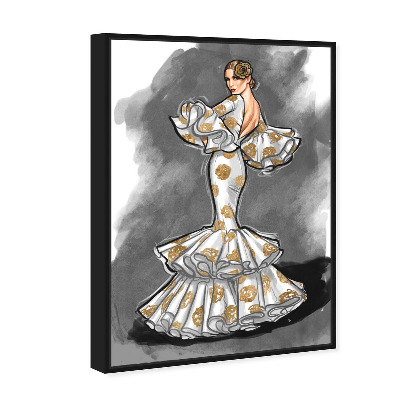 Angled view of Flamenco Noir II featuring fashion and glam and dress art.