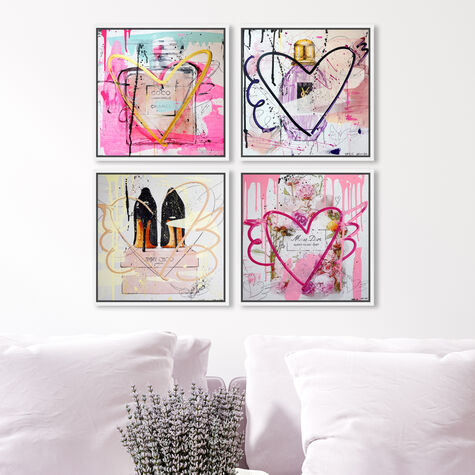 Oliver Gal Pink Celebrate SET, Glitter Flowers And Books Modern Pink On  Canvas 2 Pieces Print