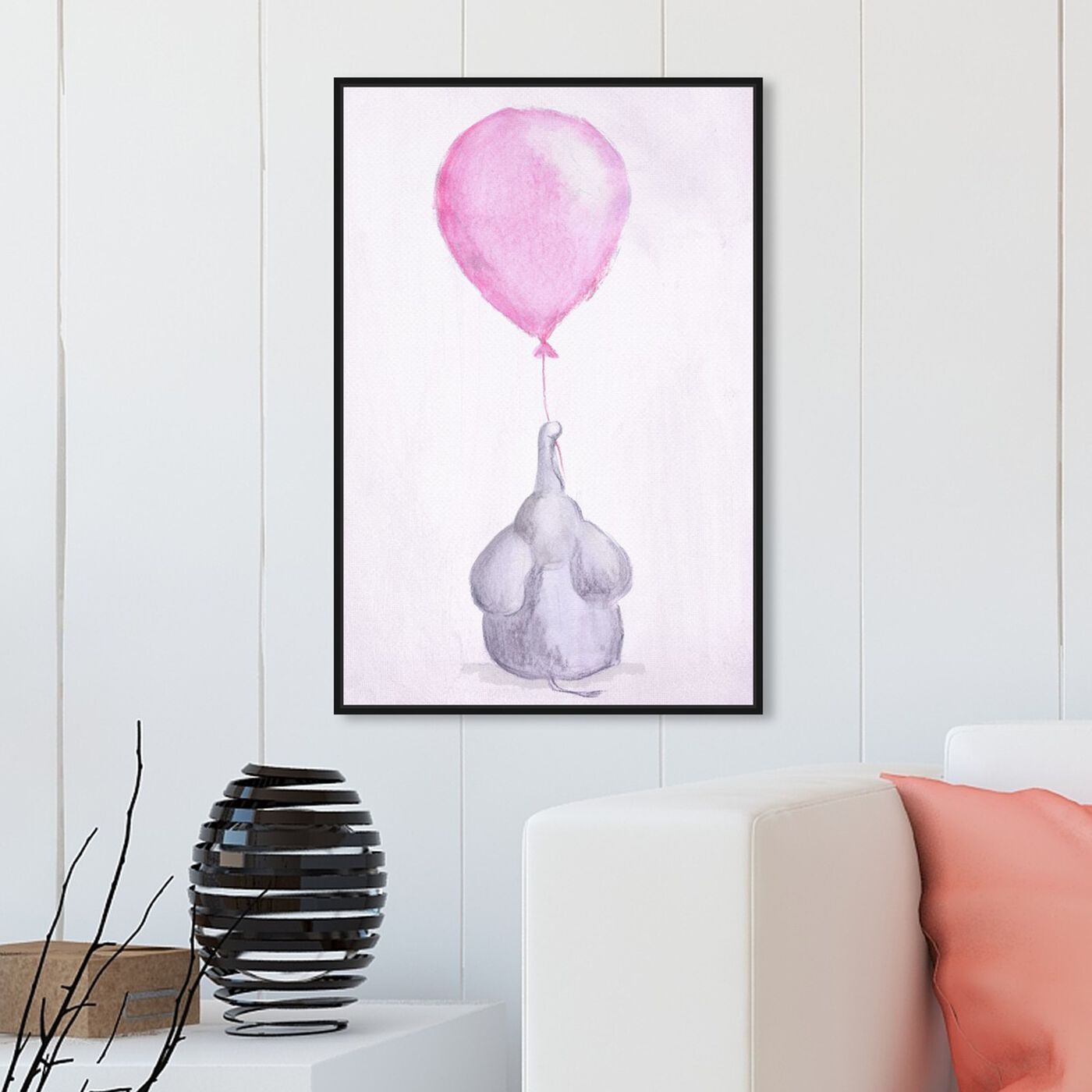 Hanging view of My Pink Balloon featuring animals and zoo and wild animals art.