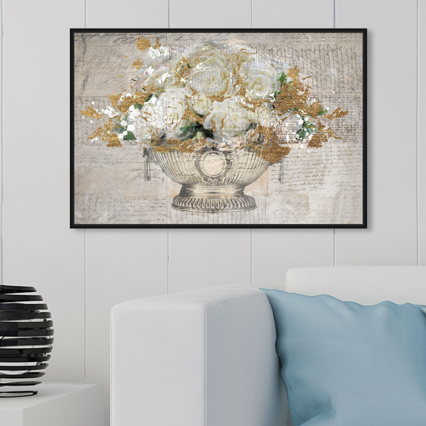 Hanging view of Monaco Rose Ball featuring floral and botanical and florals art.