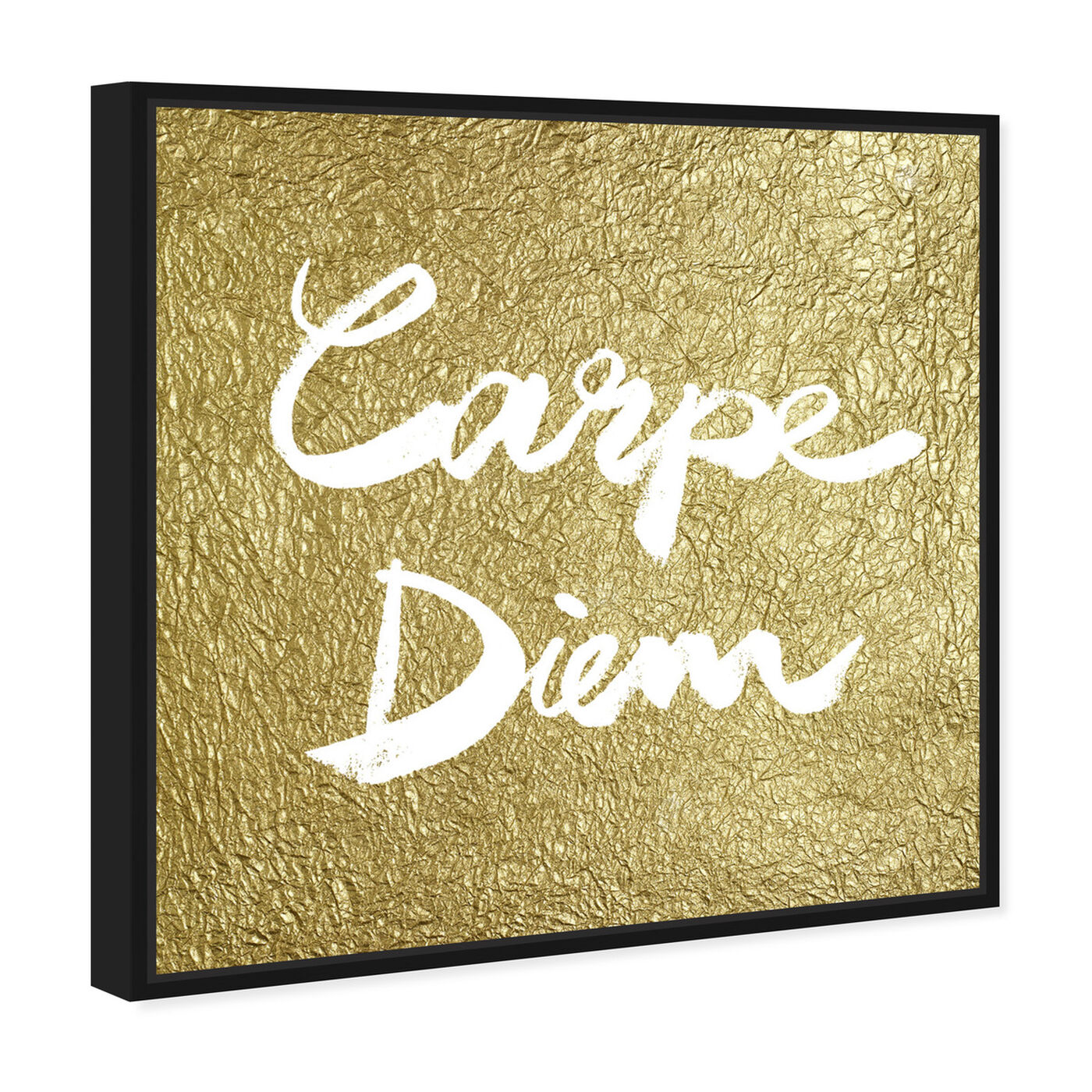 Angled view of Carpe Diem Gold featuring typography and quotes and inspirational quotes and sayings art.