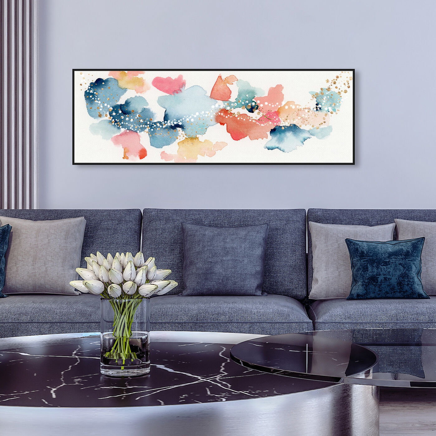 Hanging view of The Beautiful Sky featuring abstract and watercolor art.