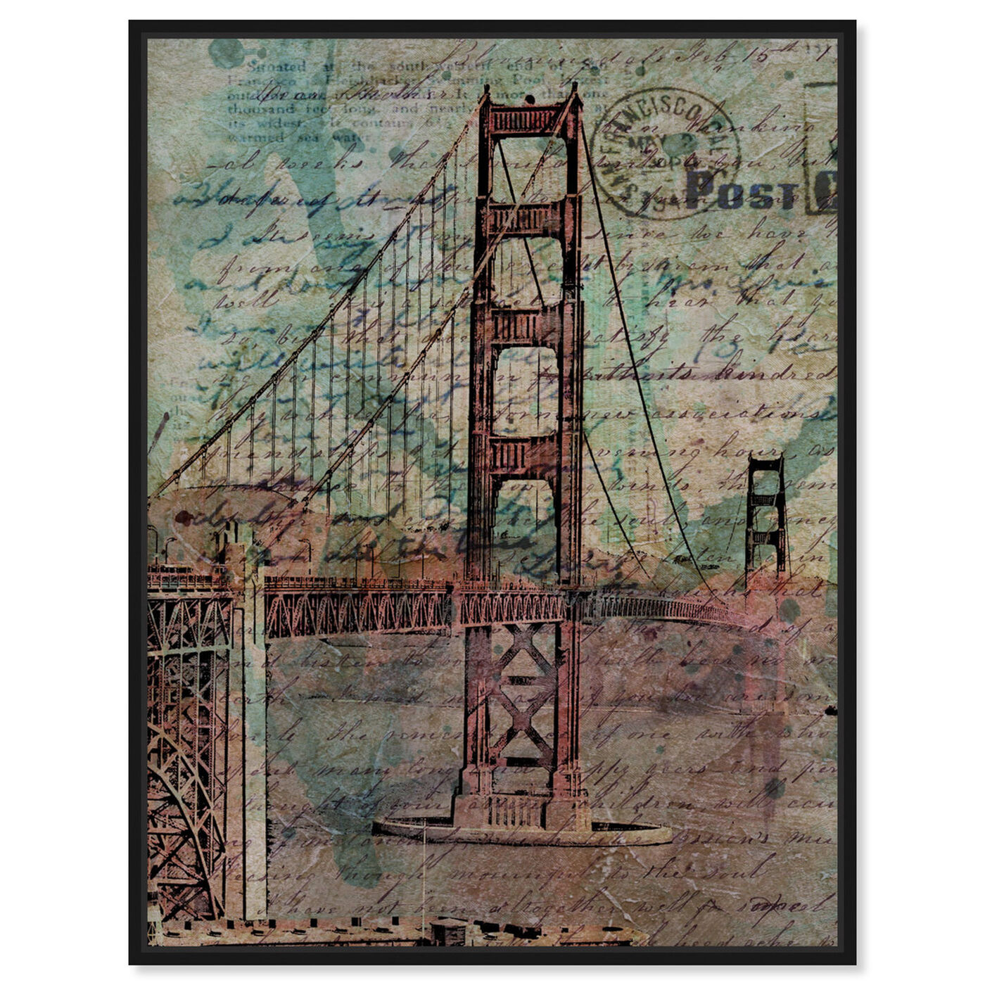 Front view of San Francisco Bridge featuring architecture and buildings and famous bridges art.