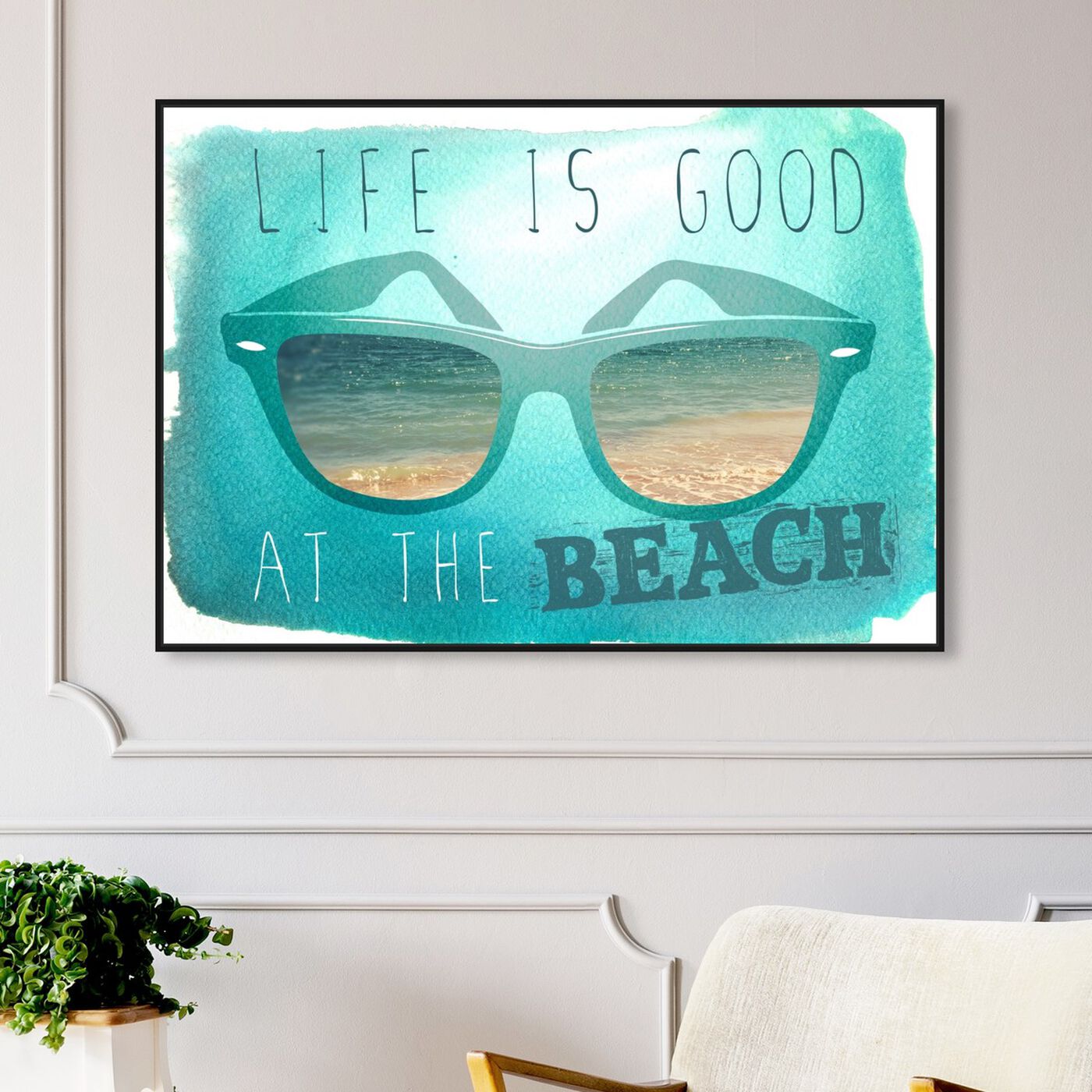 Hanging view of At The Beach featuring typography and quotes and quotes and sayings art.