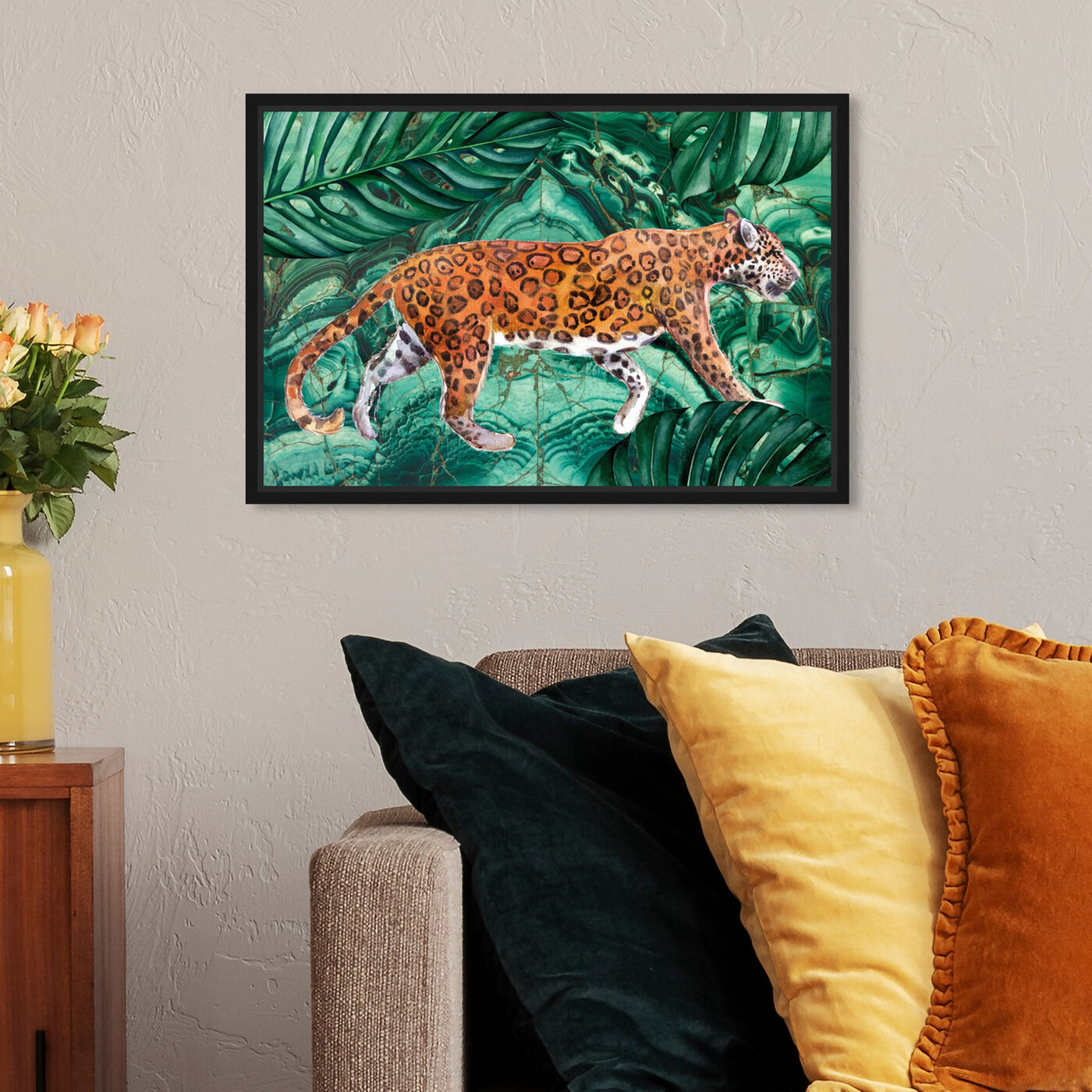 Hanging view of Cougar Jungle featuring animals and felines art.