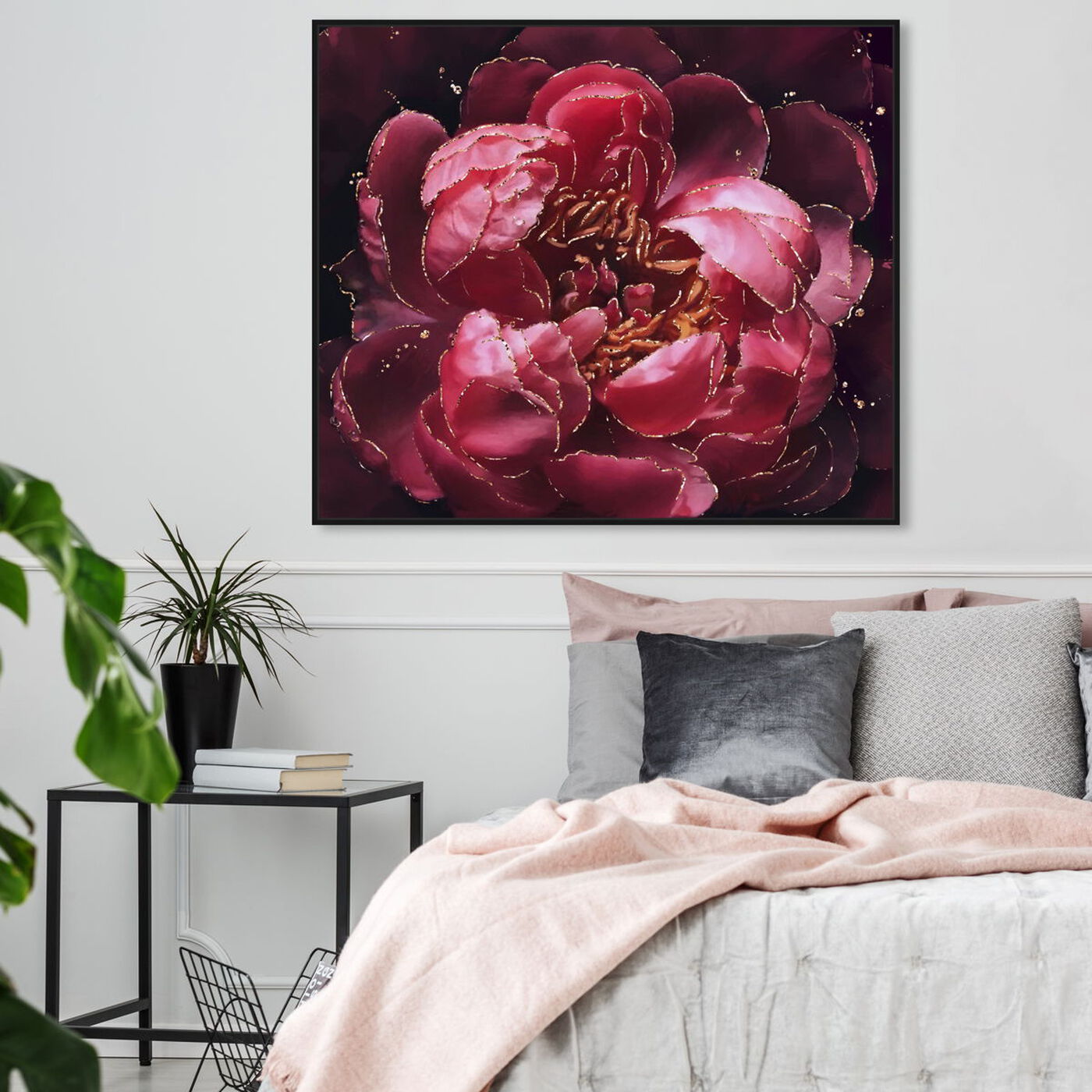 Hanging view of Cherry Red Flower featuring floral and botanical and florals art.