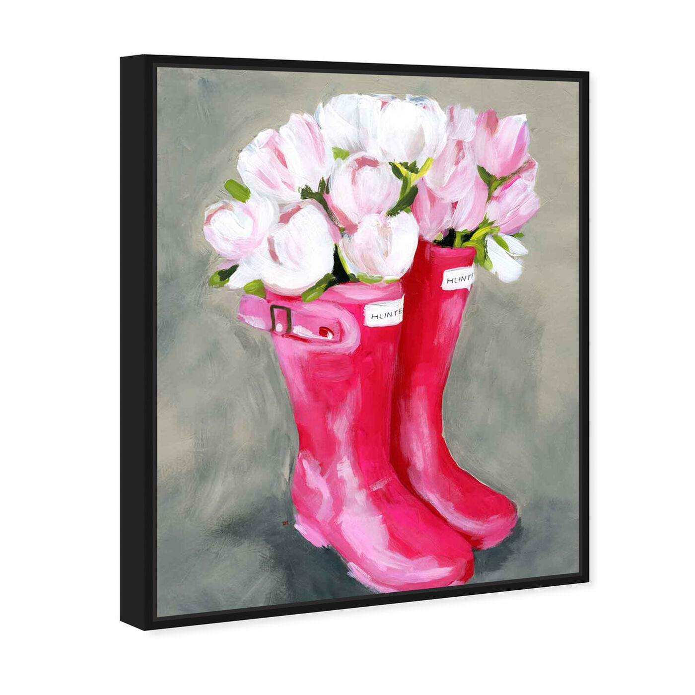 Angled view of Tulips & Rainboots featuring floral and botanical and florals art.