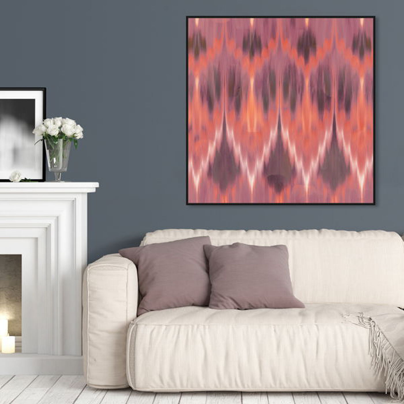 Hanging view of Coral Ikat featuring abstract and patterns art.