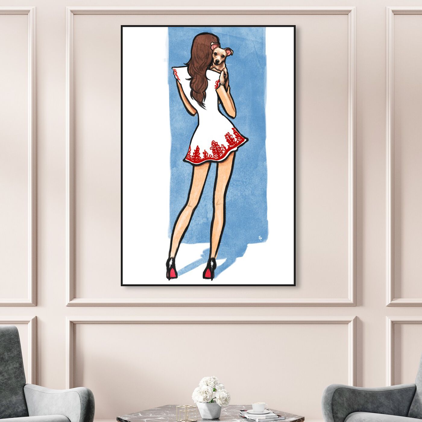 Hanging view of White Dress With Friend featuring fashion and glam and dress art.