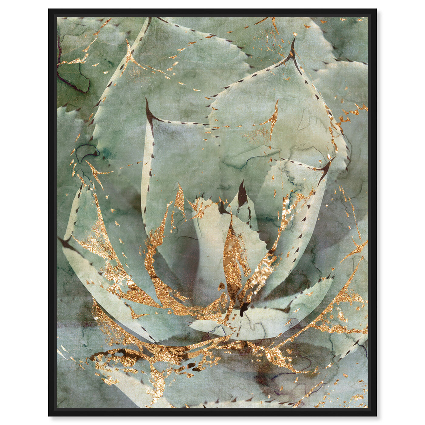 Front view of Golden Succulent featuring floral and botanical and botanicals art.