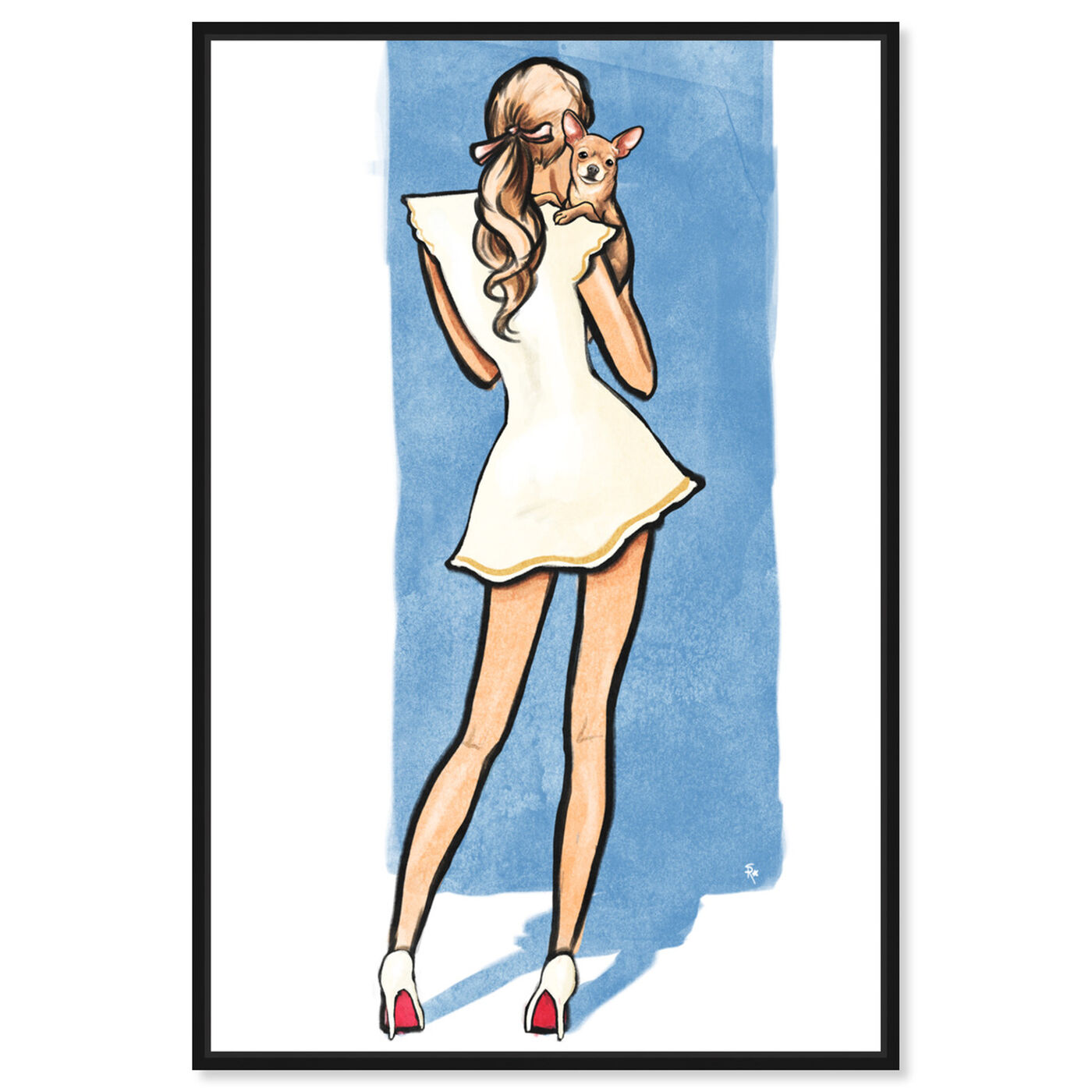 Front view of White Dress Best Friend Blue featuring fashion and glam and dress art.