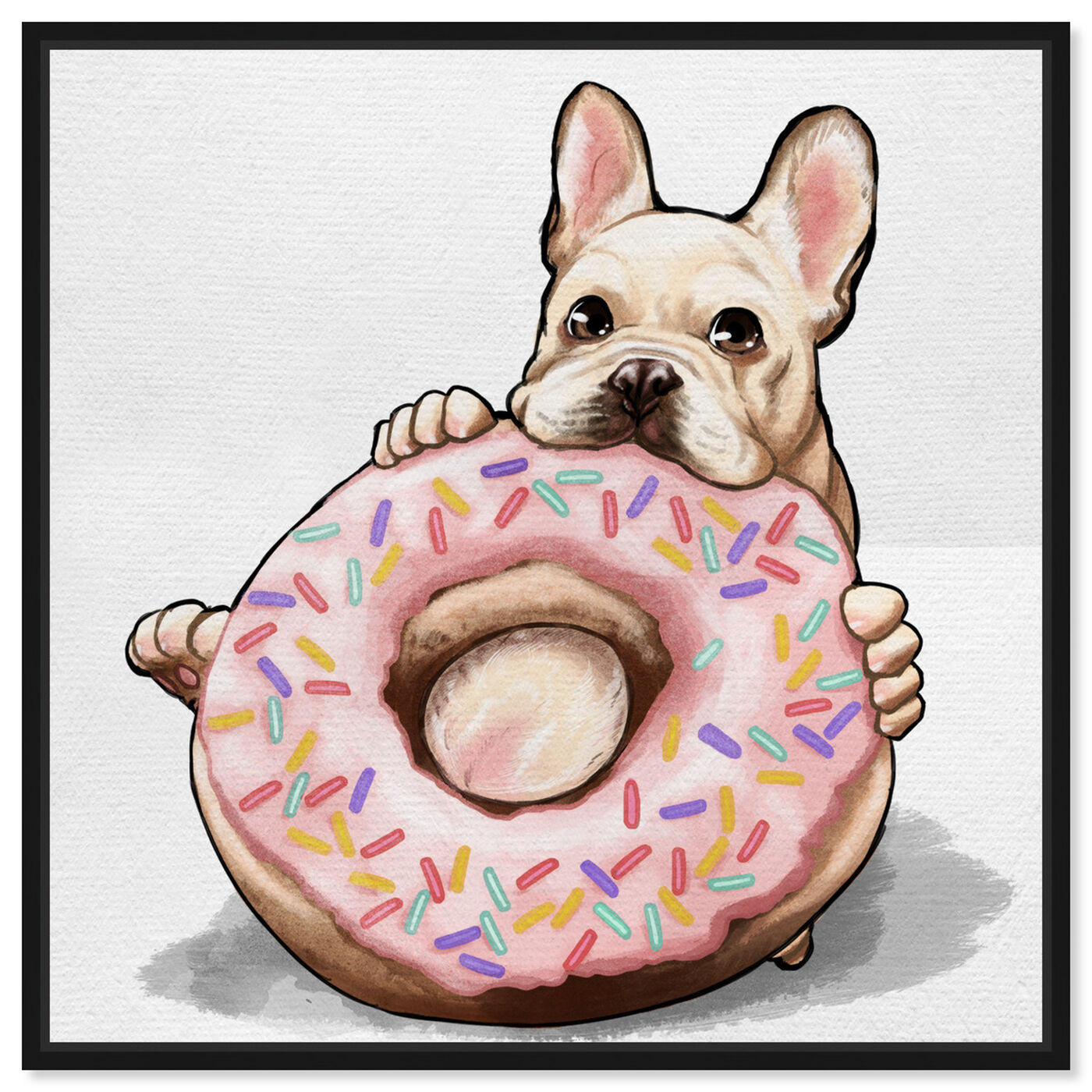 Front view of Donut Frenchie featuring animals and dogs and puppies art.