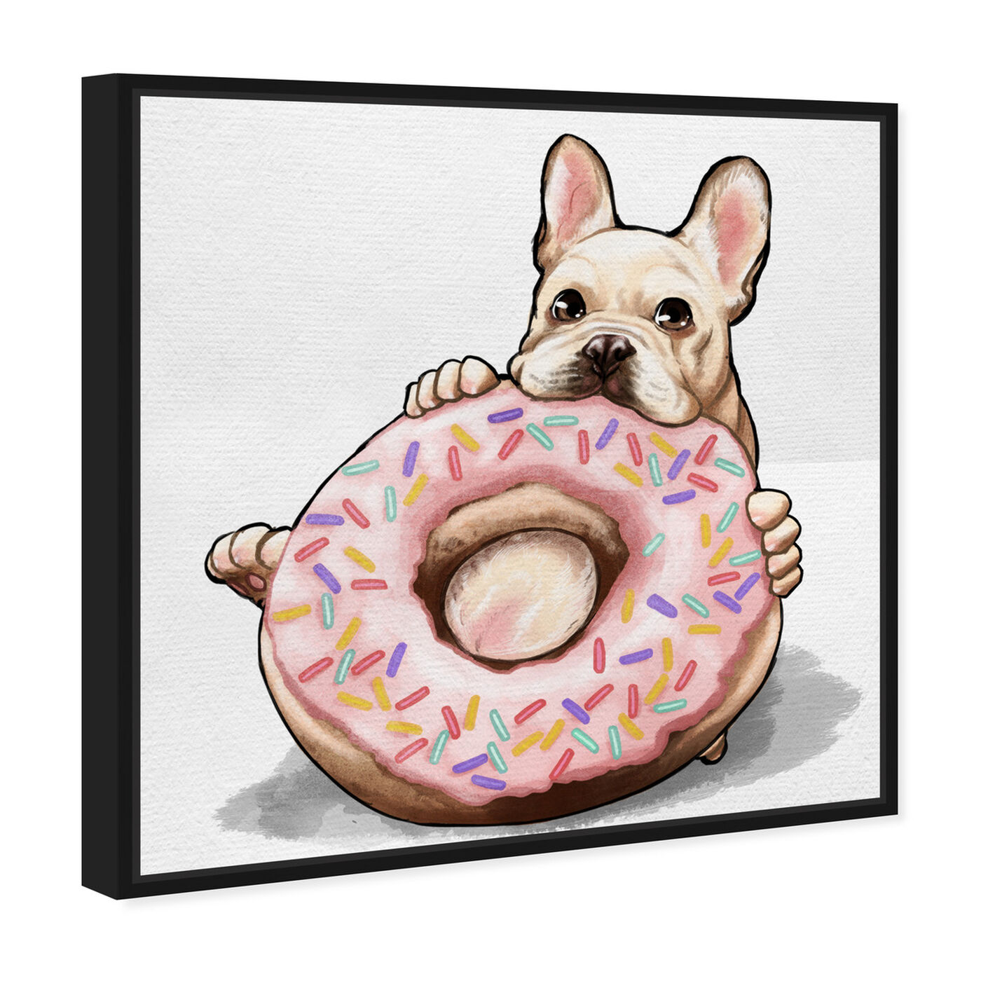 Angled view of Donut Frenchie featuring animals and dogs and puppies art.