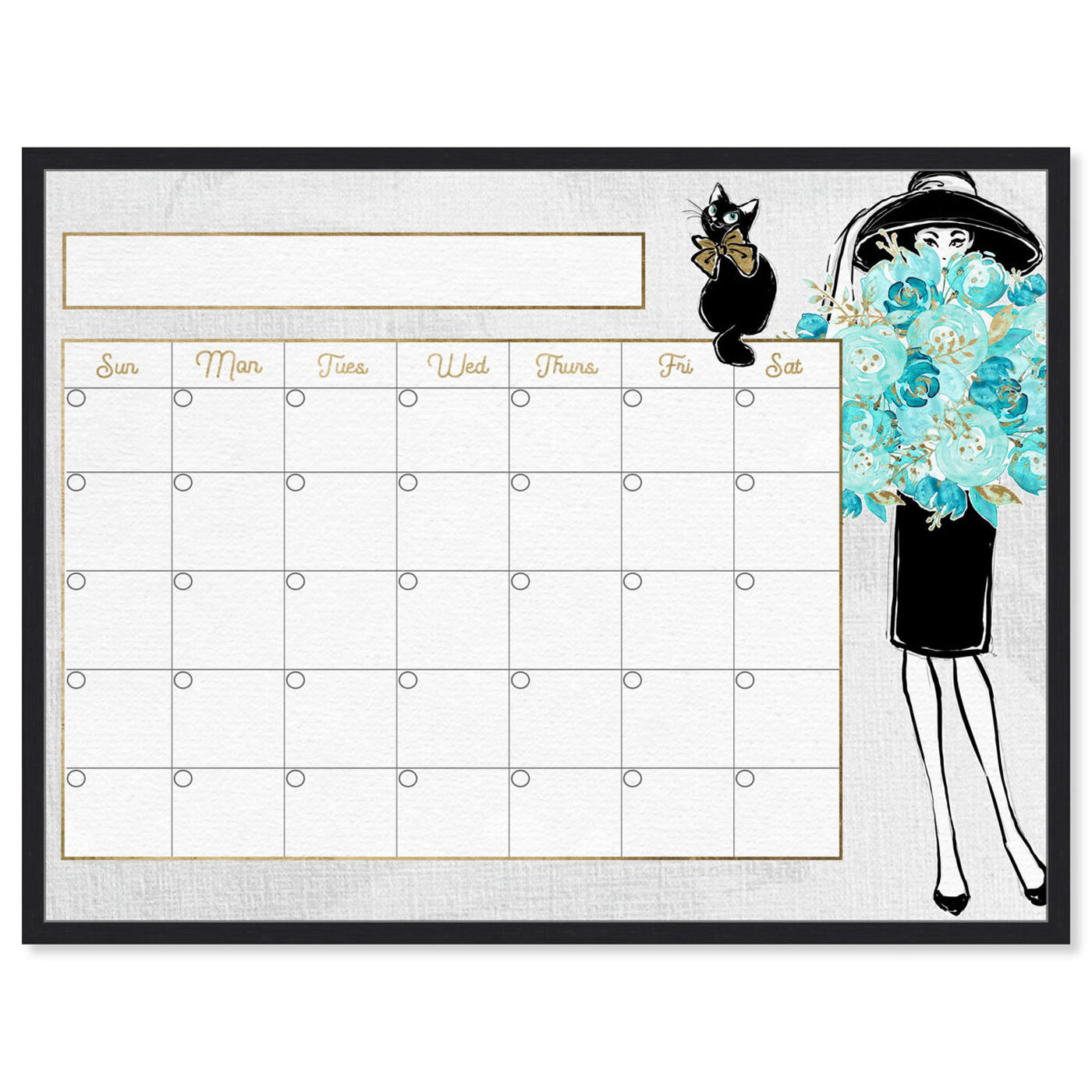 Flowers Cats and Pretty Girl Monthly Calendar