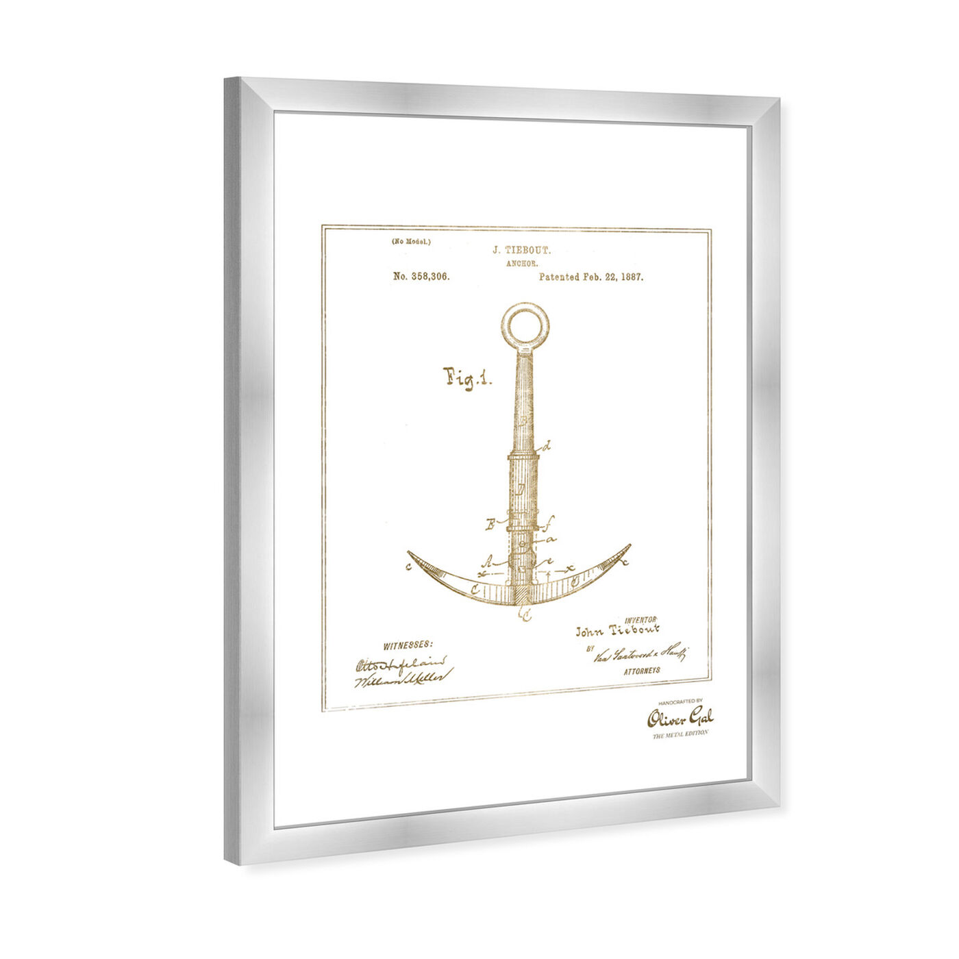 Angled view of Anchor 1887 Gold featuring nautical and coastal and nautical watercrafts art.
