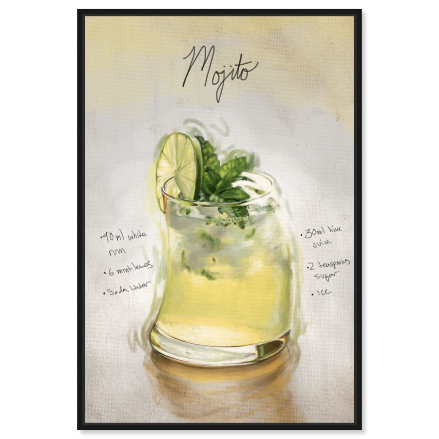 Front view of Mojito featuring drinks and spirits and cocktails art.
