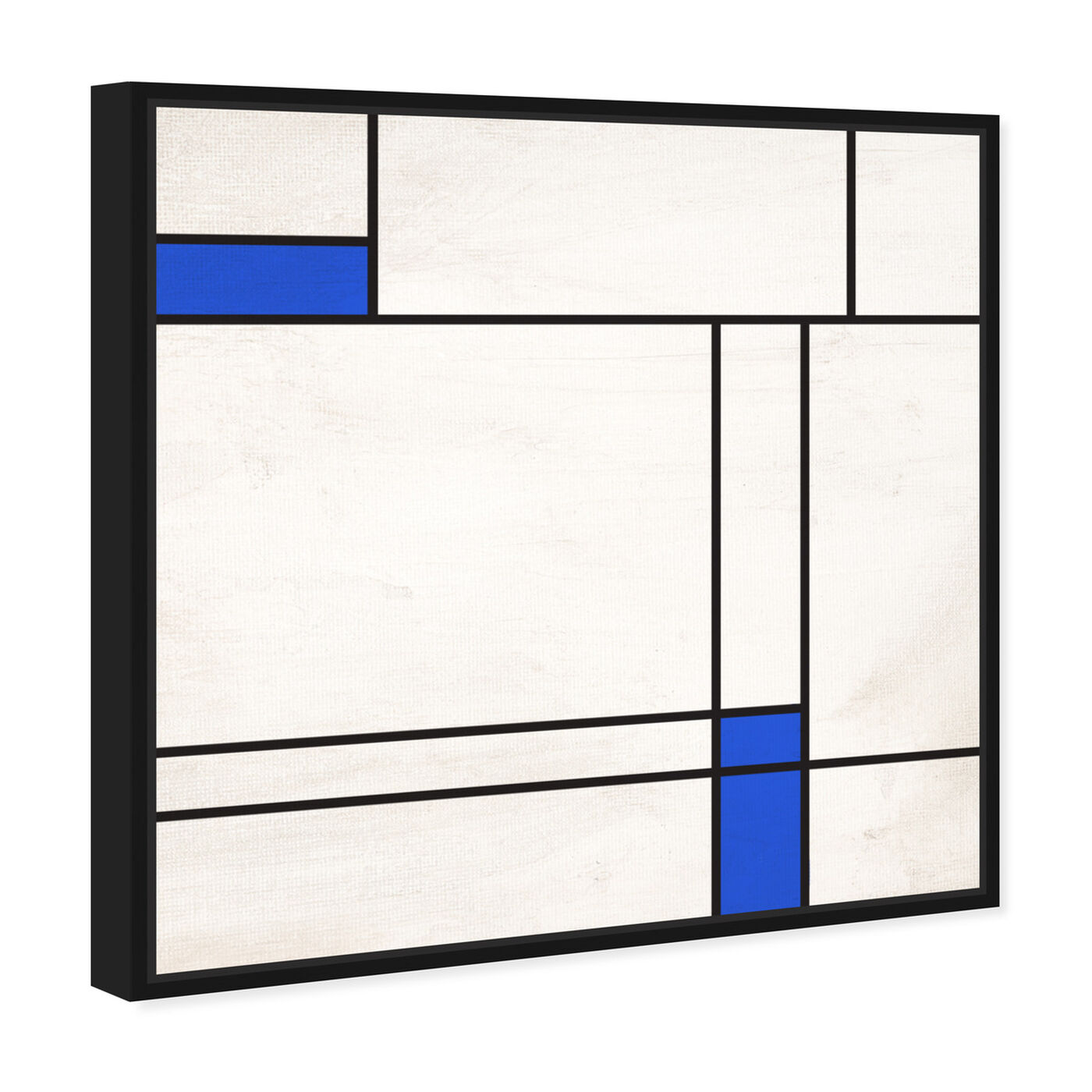 Angled view of Blue Edge Composition featuring abstract and geometric art.