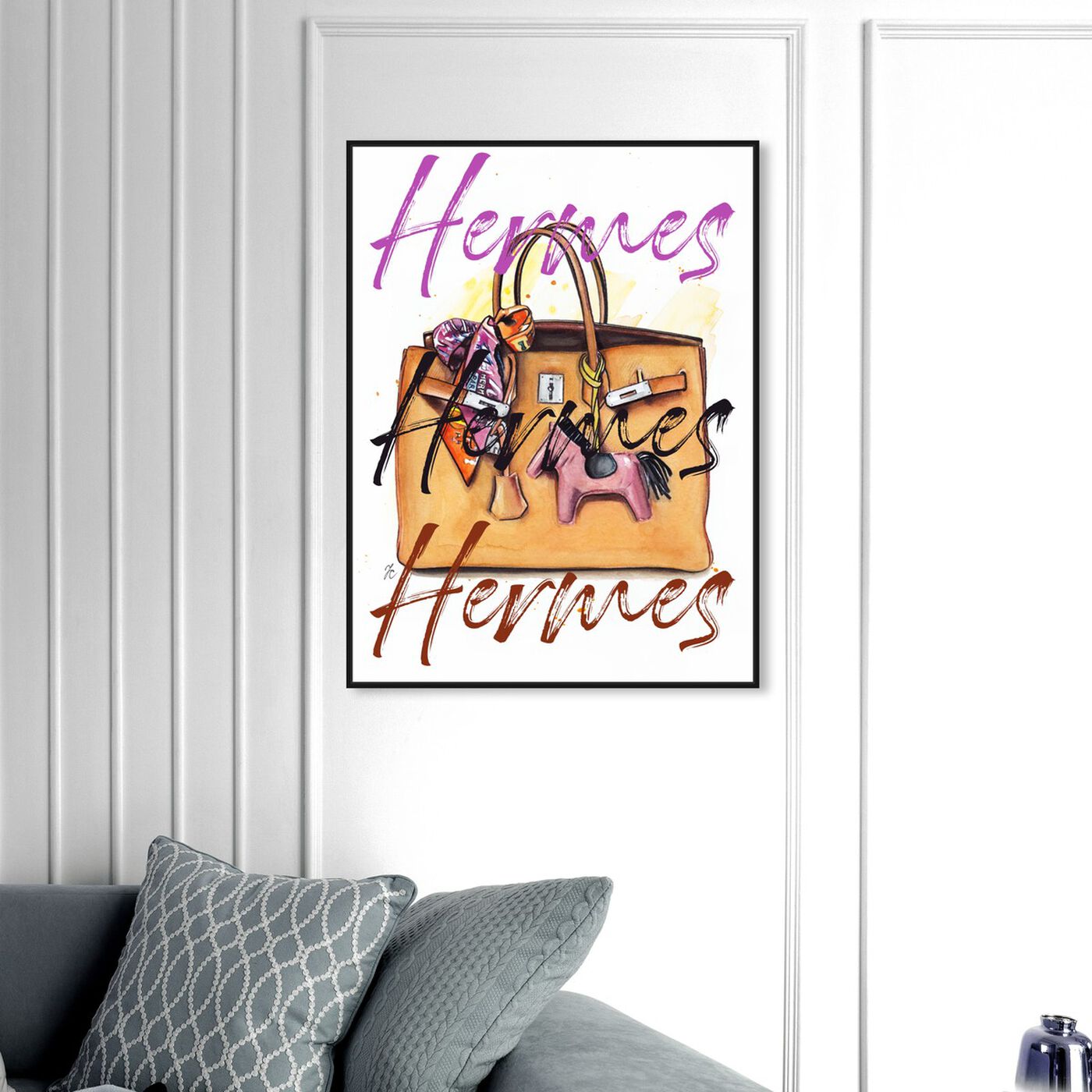 Hanging view of Doll Memories - Orange Bag II featuring fashion and glam and handbags art.