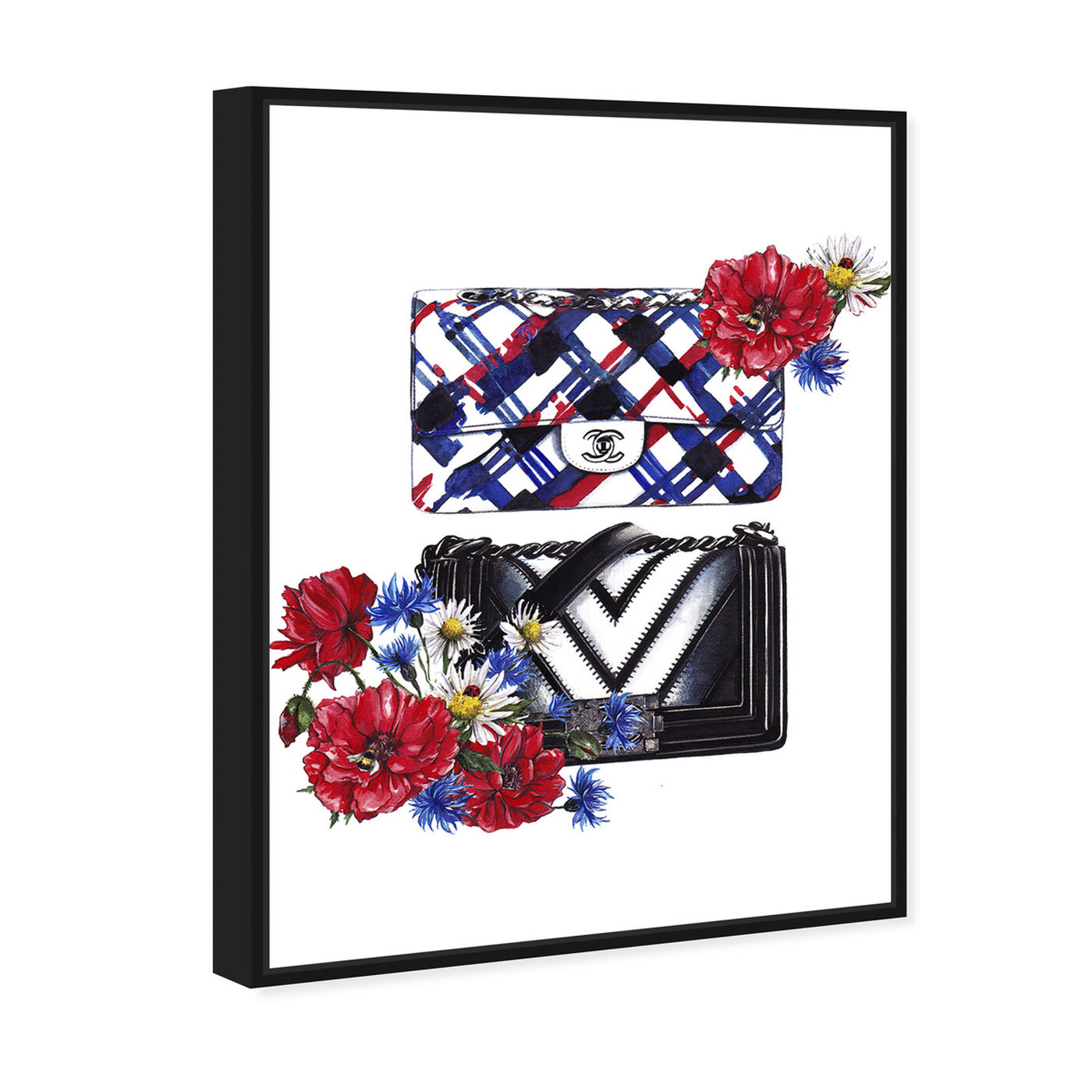 Angled view of Doll Memories - Bags Floral featuring fashion and glam and handbags art.