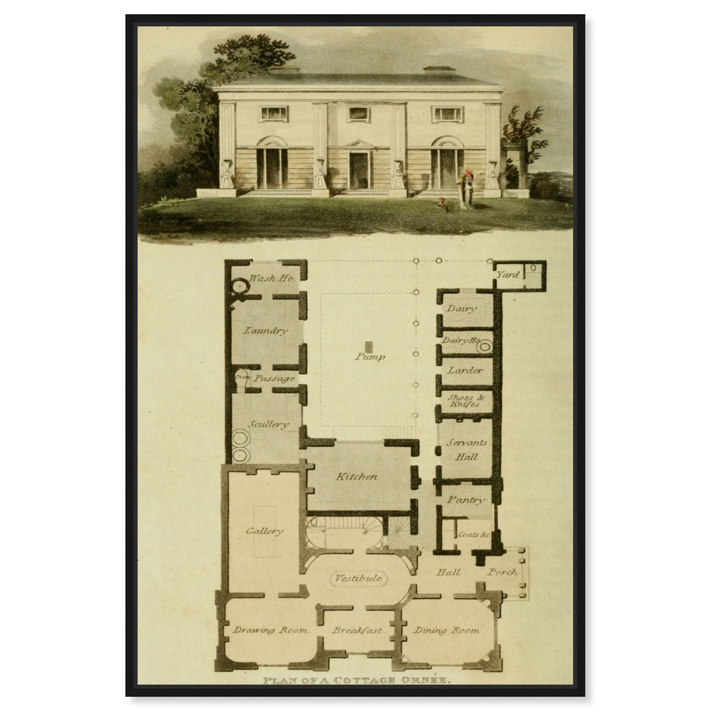 Front view of Plan of a Cottage Ornee - The Art Cabinet featuring classic and figurative and realism art.