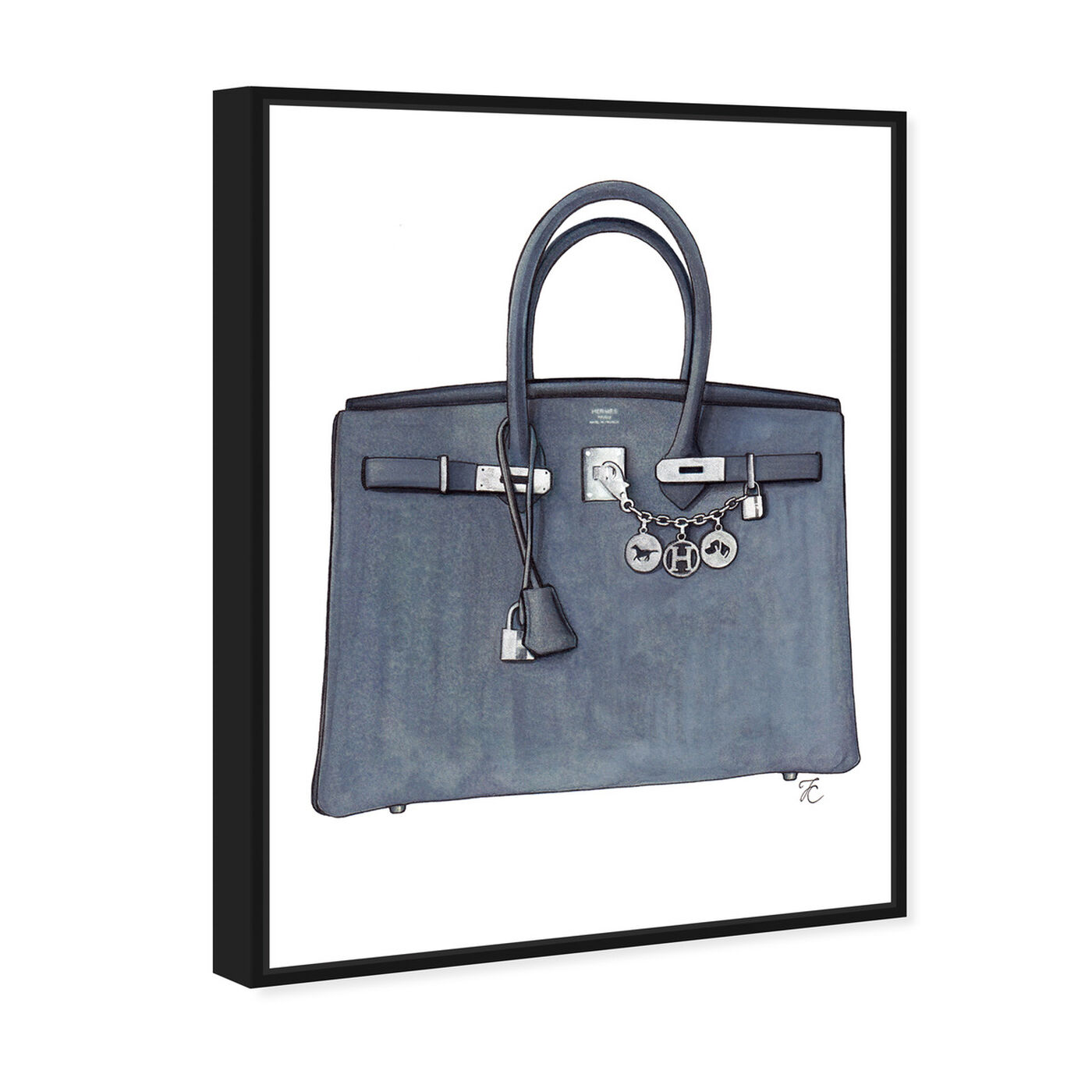 Angled view of Doll Memories - Grey Memories Bag featuring fashion and glam and handbags art.