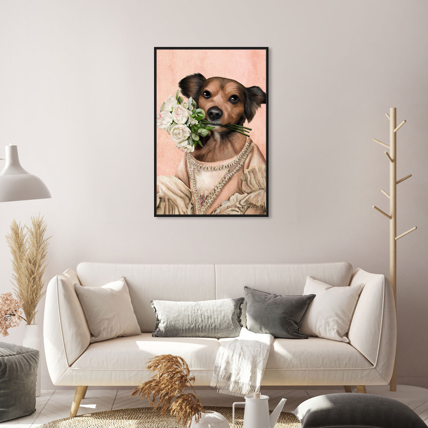 Hanging view of Elegant Duchess featuring animals and dogs and puppies art.