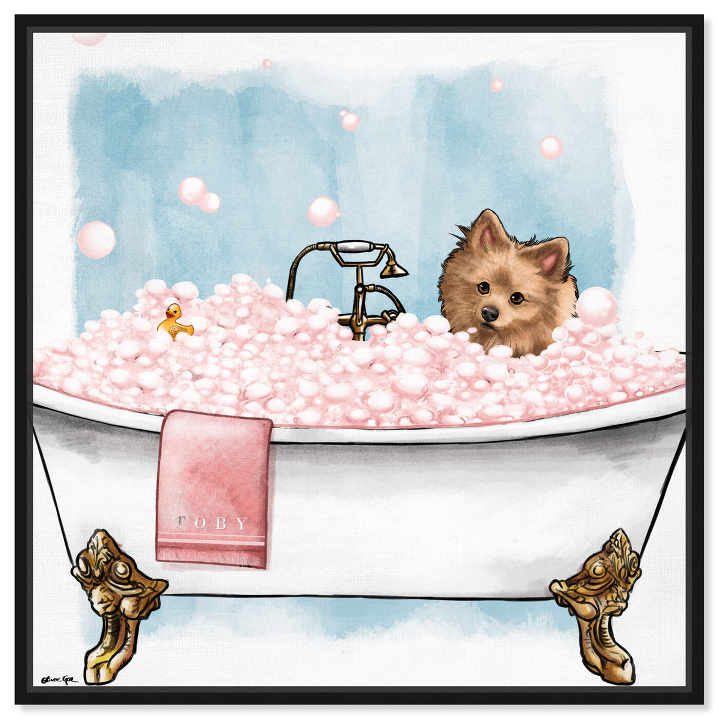 Front view of Pet in the tub featuring bath and laundry and bathtubs art.
