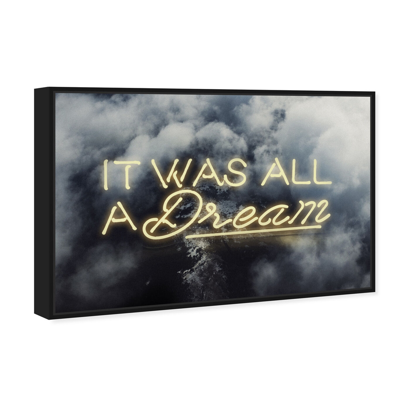 Angled view of IT WAS ALL A DREAM - YELLOW featuring typography and quotes and inspirational quotes and sayings art.