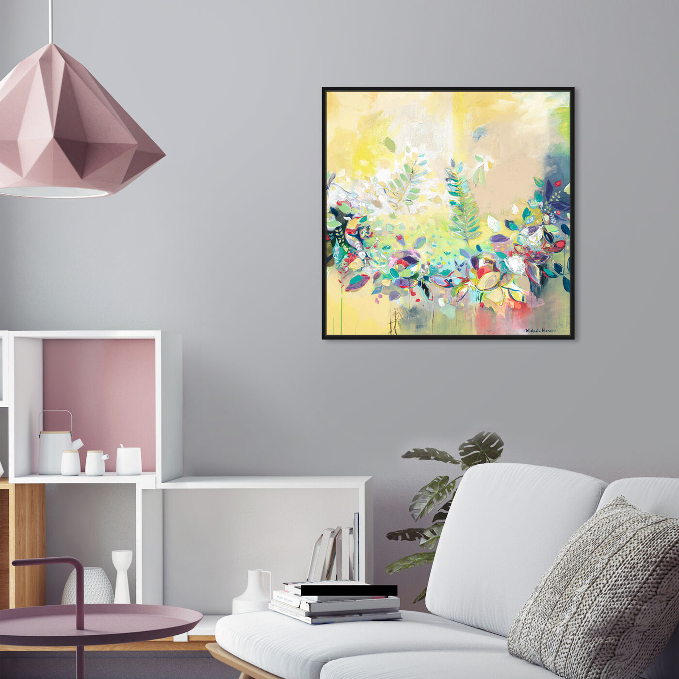 Hanging view of Michaela Nessim - Flower Crown featuring abstract and flowers art.