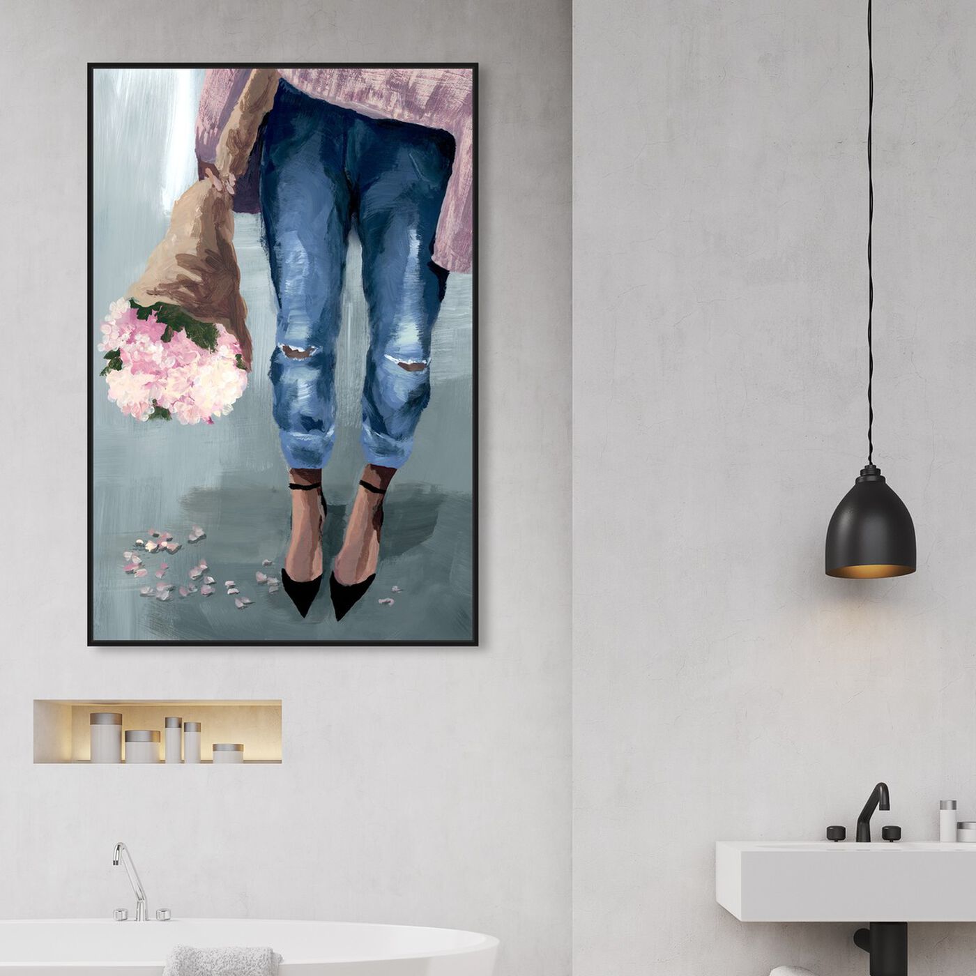 Hanging view of Falling Flowers featuring floral and botanical and florals art.