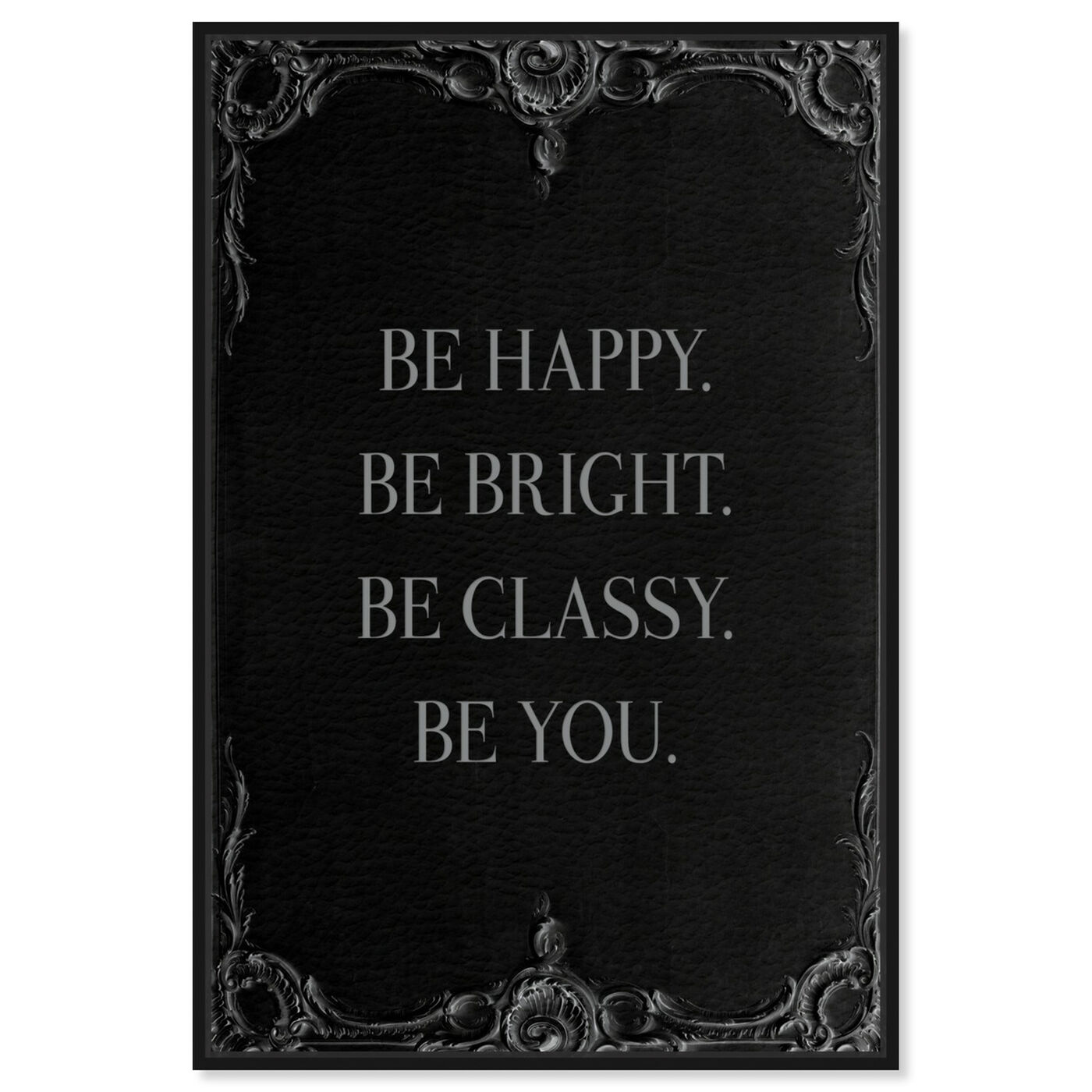 Front view of Be Happy Leather II featuring typography and quotes and inspirational quotes and sayings art.